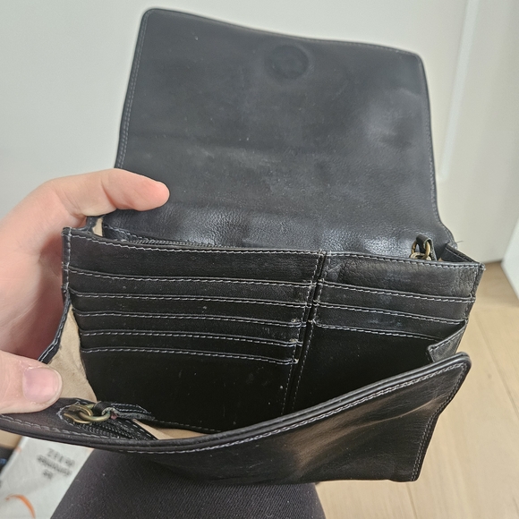 Derek Alexander Mini Black Derby 100% Leather Crossbody Bag/Wallet Belt Loop - Picture 6 of 8